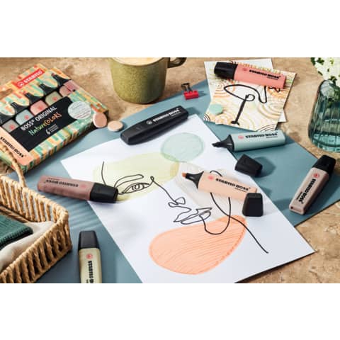 Evidenziatori Stabilo Boss Nature Colors colore verde oliva - conf. 10 pezzi - 70/137